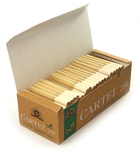 Cartel Bio - Tubos de cigarrillos sin blanquear, 1 caja con 200 tubos