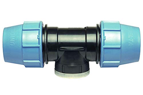 Conector de tubería de agua PP Pieza en T con tres salidas hembra (2 x 20 mm 1 x 1/2`) | Conector de abrazadera para tuberías de PE | PP enchufe de ½ pulgada |