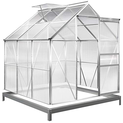Deuba Invernadero 5,85 m³ de Aluminio con Ventana y Base para el jardín o su huerto de Frutas Plantas y Verduras