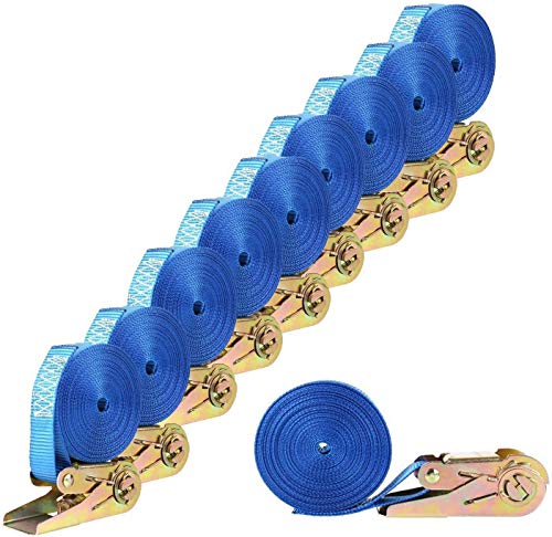 FIXKIT Cinturón de Tensión de Trinquete Correa para Remolque Longitud de 6m Tracción de 800kg Color Azul (10 pcs)
