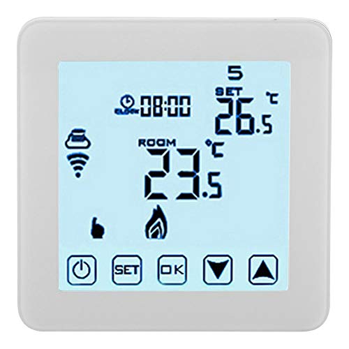 Garosa Termostato Inteligente WiFi Controlador De Temperatura Programable LCD Digital Termostatos De Calefacción Wirless (Blanco)