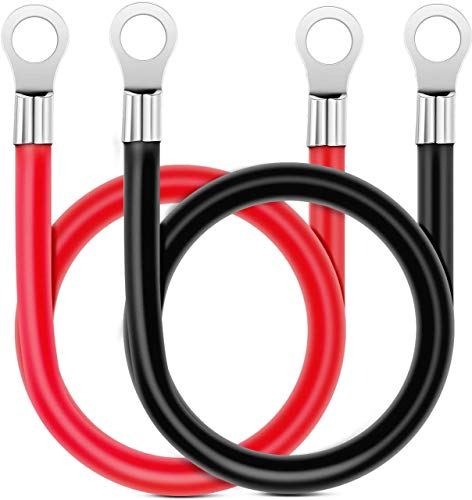 Gebildet 16mm² 50cm Cables de la Batería(MAX 100A) con Terminales de Anillo,Rojo + Negro Cobre Estañado para Motocicleta,Automotriz