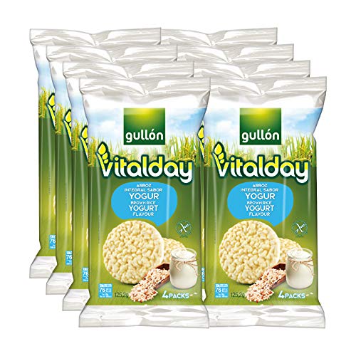 Gullón - Tortitas Arroz integral y yogur Vitalday, 1.000 g, Pack de 8