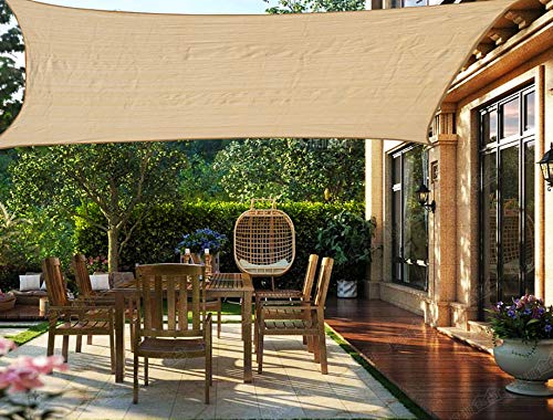 HENG FENG Toldo Vela de Sombra Rectangular 2 x 3 m Protección Rayos UV Solar Protección HDPE Transpirable Aislamiento de Calor para Dar Sombra a su Jardín Color Arena