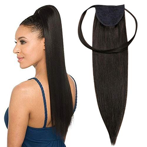Hetto 22 Pulgada Clip en Extensiones de Cabello Humano Straight Negro/1B Ponytail Clip in Ponytail Hair Extension Straight 100g Per Pack Unprocessed Natural Hair