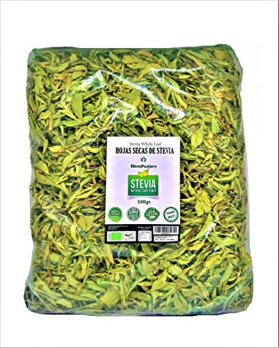 Hojas de Stevia Natural 100% Pura Ecologica y Organica Seleccionada de Calidad Premium 500 Gr.