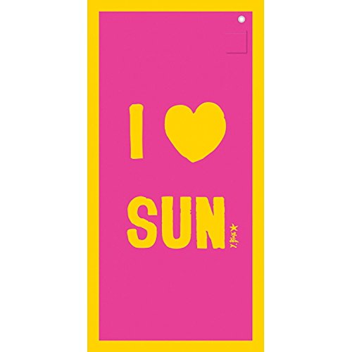 Incidence 85154 Ipanemaïa I Love Sun - Toalla de playa (microfibra, anillo para colgar y bolsa de almacenamiento, 0,40 x 90 x 180 cm), color rosa
