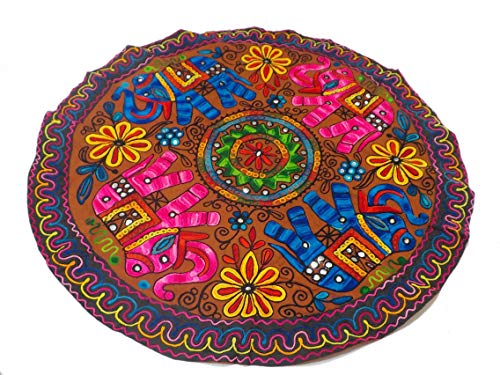 India colors. Mantel Mesa Exclusivo hindú (Redondo), Decorativo, Tapiz Pared. Hecho a Mano en India. Bordadas con Incrustaciones. Primera Calidad. (Tono 4)