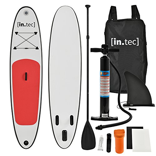 [in.tec] Tabla de Surf Hinchable remar de pie Paddle Board 305 x 71 x 10cm Tabla de Sup de Aluminio con Remo y Bomba - Rojo
