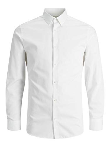 Jack & Jones Jprnon Iron Shirt L/s Noos Camisa, Blanco (White Fit:Slim Fit), XX-Large para Hombre