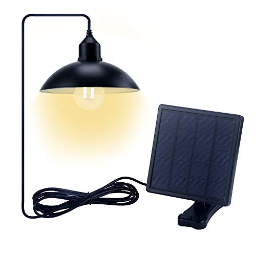 Jolicobo Lámpara Panel Luz Solar LED 2 Modos IP65 a Prueba de Agua Lámpara Solar Colgante con Panel Solar e Interruptor de Tracción