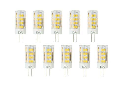 Juego de 10 bombillas LED Bipin G4-4 W – 340 lúmenes – 220/240 V – Medidas Ø 16 x 50 mm – Luz cálida 3000 K – Alcance de iluminación 360 ° – no regulable