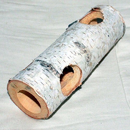 Juguete para roedores de madera, tronco de árbol hueco, 1500 x 50 x 60 mm, con 4 agujeros de 30 mm
