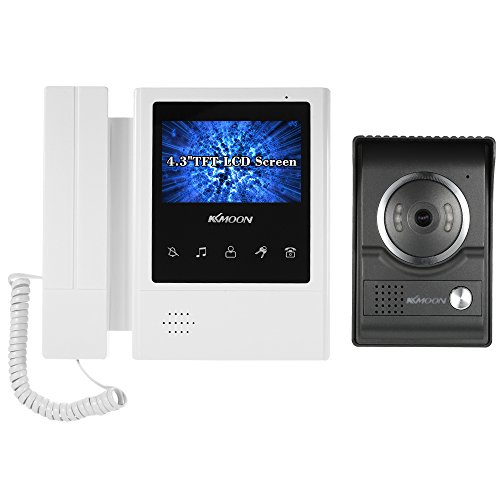 KKmoon Mirilla Monitor 4.3" LCD Intercom con Cámara 700TVL 6 IR LED Visión Nocturna 2-Vias Audio 800 * 480 Impermeable para Puerta Cable 4.5 Metros