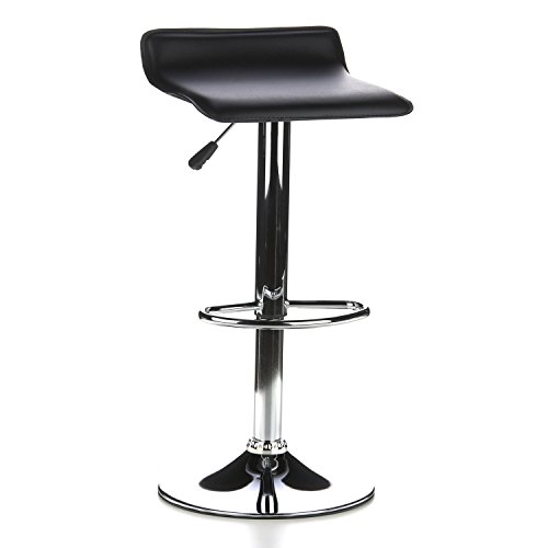 La Silla Española - Taburete con asiento cuadrado en color negro, en simil piel, regulable en altura 38x30x86 cm