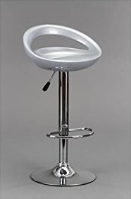 La Silla Española - Taburete con asiento redondo en color gris, en PVC, regulable en altura 47x44x97 cm