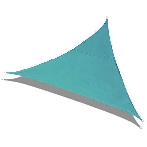 Laxllent Toldo Vela de Sombra Triángulo 3.6x3.6x3.6m Azul Turquesa,Protección Rayos UV,Impermeable y Resistente, para Patio Jardín Balcón,con Cuerda