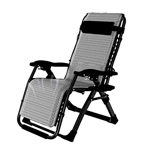 Lounge chair Sillón reclinable de Lujo, Silla Tumbona Plegable reclinable de Gravedad Cero con portavasos Sillón portátil para terraza Balcón Playa al Aire Libre,Gray