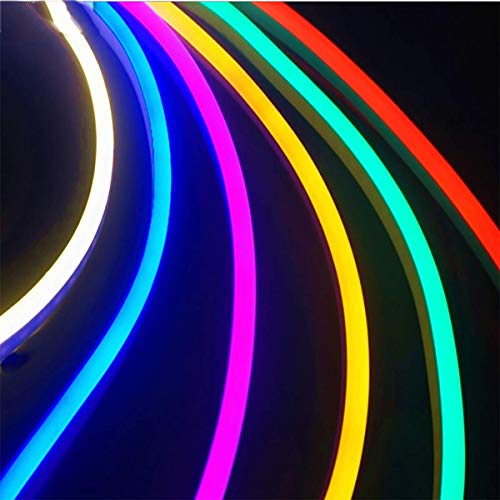 Luz de tira flexible 5M LED AC 220V Neon LED Tubo Impermeable Cuerda Lámpara de cuerda, Decoración del Festival de vacaciones de bricolaje (16.4 ft)