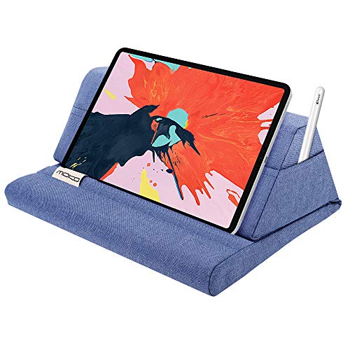 MoKo Soporte de Almohada Compatible con New iPad Air 3rd Gen, iPad Mini 5th Gen, iPad Pro 11, iPad 10.2" 2019, Soporte de Almohadas de Tableta hasta 11" para Samsung Galaxy Tab - Denim Azul