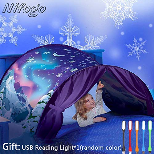 Nifogo Carpa Tiendas de Ensueño - Tent Kids, Magical World Carpa Impermeable Ensueño Wizard Children Play Cama Tienda Campaña (c-Copo Nieve)