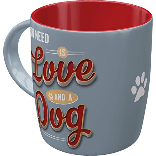 Nostalgic-Art Taza de café Retro PfotenSchild – Love Dog – Idea de Regalo para los dueños de Perros, Cerámica, Diseño Vintage, 8.5 x 13 x 9 cm