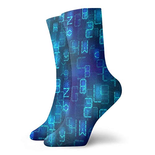 Novedad Crew Sock Lot Of Bright Blue Digital Retro Electronic Led Sport Athletic Calcetines 30Cm Long Tube Socks Gift Socks