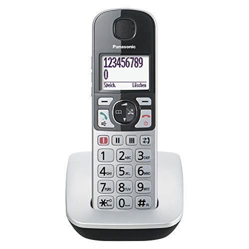 Panasonic KX-TGE510GS - Teléfono (Teléfono DECT, Terminal inalámbrico, Altavoz, 150 entradas, Identificador de Llamadas, Negro, Plata)