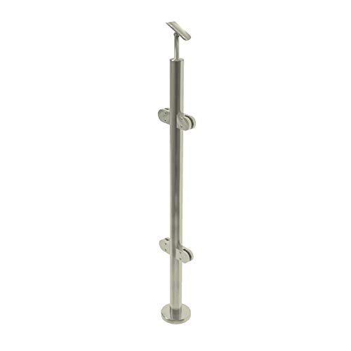 Postes para barandilla de acero inoxidable, con pinzas y soporte – para barandillas de balcón / de cristal – acero V2A