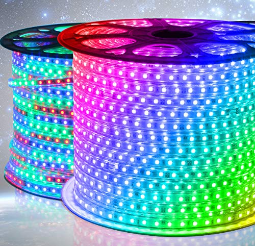Rollo Tira LED cortable por metros 10mm SMD5050 color RGB multicolor cubierta de silicona 1 metro 220v