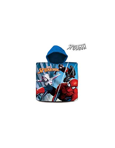 Spiderman Poncho algodón Referencia KD Playa lavarse la Cara-Toallas Textiles del hogar Unisex Adulto, Compuesto, Multicolor (Multicolor), única