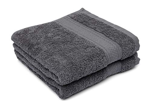 søstre & brødre 2 toallas de mano de 50 x 100 cm, color antracita, 100 % algodón rizado, certificado Öko-Tex Standard, fabricadas en la UE, calidad extra gruesa de 450 g/m².