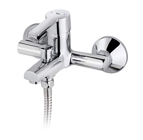 Strohm Teka - Grifo de bañera PETRA Mezclador monomando de baño/ducha con anti-ruido y válvula anti-retorno, plata