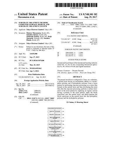 Substrate treatment method, computer storage medium, and substrate treatment system: United States Patent 9748101 (English Edition)