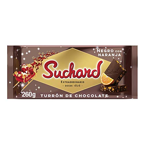 Suchard - Turrón Chocolate Negro con Naranja, 260 g