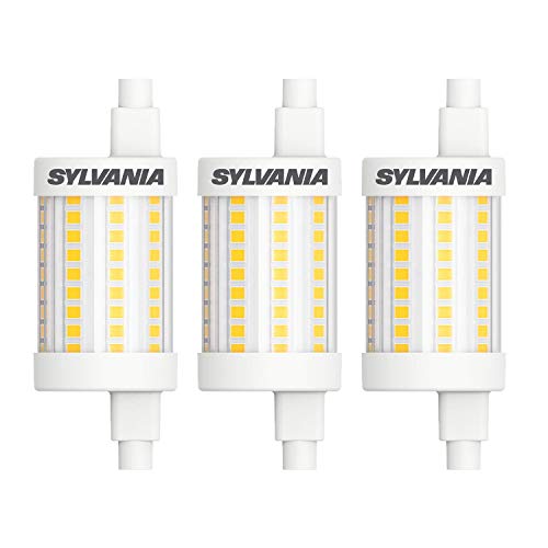 Sylvania Bombilla LED R7S de 78 mm, repuesto halógeno LED (8 W, 1055 lm, color de la luz: 2700 K), luz blanca cálida (3 x) [Clase energética A++]