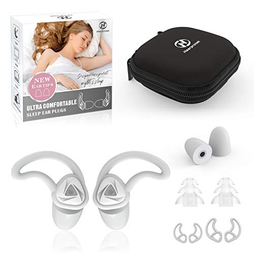 Tapones para los oídos para dormir, puntas de espuma mejoradas Hearprotek Tapones para los oídos para dormir con puntas de siliconaTapón para los oídos para roncar, reducir el ruido, trabajar
