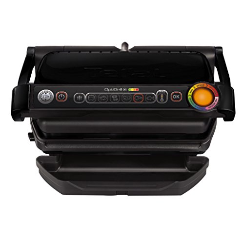 Tefal Optigrill + Black edition GC712812 - Plancha de cocina 2000 W, 6 modos de cocción, indicador del progreso, sensor de grosor, bandejas extraíbles, desmontables y aptas para lavavajillas