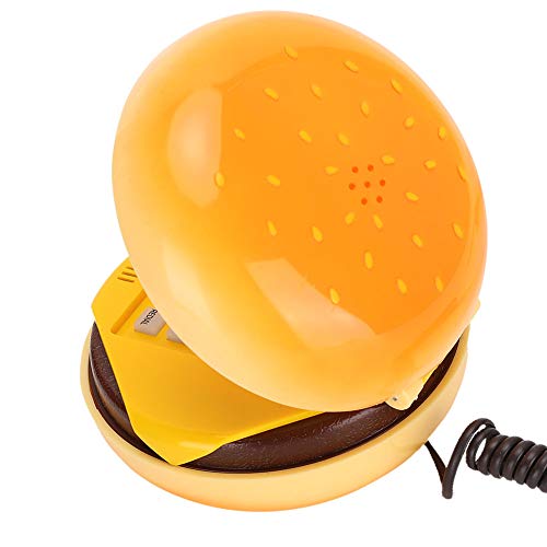 Teléfono fijo con cable Novedad Emulational Encantador y lindo teléfono para hamburguesas Teléfono de escritorio creativo Teléfono con cable para decorar oficinas en el hogar con función de flash, rem