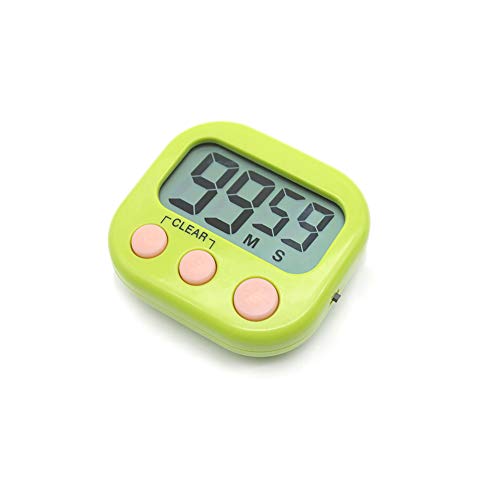 Temporizador digital electrónica cocina cocina nuevo reloj con alarma magnética y soporte, minuto segundo para arriba cuenta verde de cuenta regresiva, exhibición grande del LCD,Verde