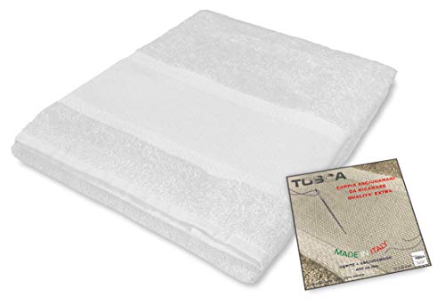 tex family Tosca - Juego de toallas de rizo para bordar con punto de cruz 1 + 1, para cara e invitados, color blanco