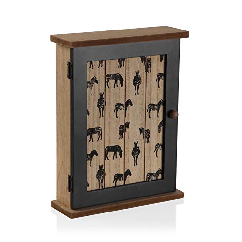 TIENDA EURASIA® Caja de Madera para Colgar Llaves - Armario Decorativo para Llaves - 21 x 6,5 x 27 cm (Zebra)