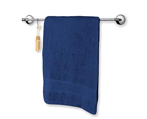 Toalla de baño grande de color liso, 90 x 140 cm, 100% algodón con rizo de Portugal (azul)