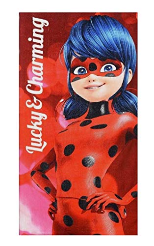 Toalla para niños/sauna/toalla de playa/toalla de ducha/toalla de baño 70 x 140 cm – Diseño: Ladybug – Gran regalo para niñas (LB01) de algodón – Gran idea de regalo (gris y rojo)