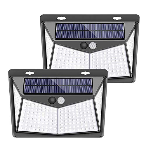 TOGETOP Luz Solar Exterior,208 LED【3 Modos】con Sensor de Movimiento, Luces LED Solares Exteriores 270º lluminación Focos Solares Impermeable Aplique Lampara Solar[2021 Más Nuevo Modelo]