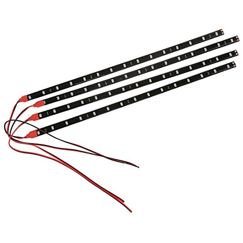 TOOGOO(R)4 x Adhesivas Tiras 15 LED Banda flexibles impermeables 30CM 12V Rojo