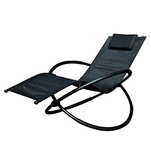 Tumbona, mecedora plegable, silla de jardín con almohada, acero recubierto de polvo, silla con efecto de gravedad cero, apta para descansos cortos