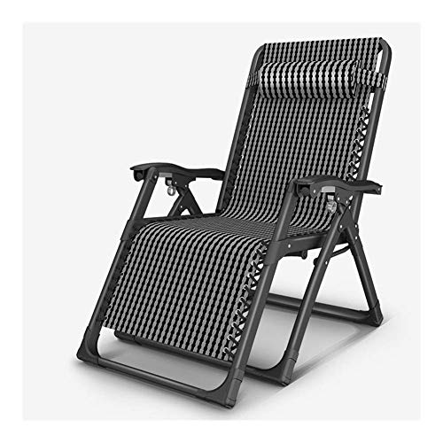 Tumbona reclinable basculante ajustable negro silla Muebles de jardín cama plegable para playa piscina exterior patio camping pies cuadrados de acero 200 kg máximo c2009 (tamaño : negro)