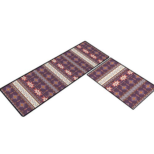 Weichuang 2 Piezas Alfombra de Cocina Antideslizante Alfombrilla de Fregadero Absorbente Duradera Alfombra de Poliéster para Dormitorio Baño Pasillo # 3