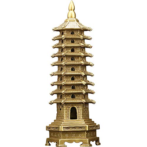 Wenchang Tower Decoraciones de pagoda de nueve pisos de 13 pisos para ayudar a los estudiantes y carreras Todas las artesanías de cobre de la Torre Wenchang-Torre de nueve pisos de 20cm (enviar kit We